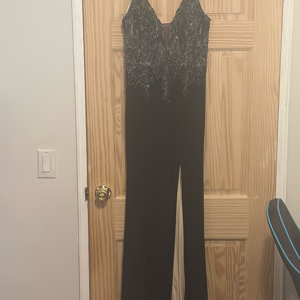 Xscape Black Jumpsuit with Embellished Bodice